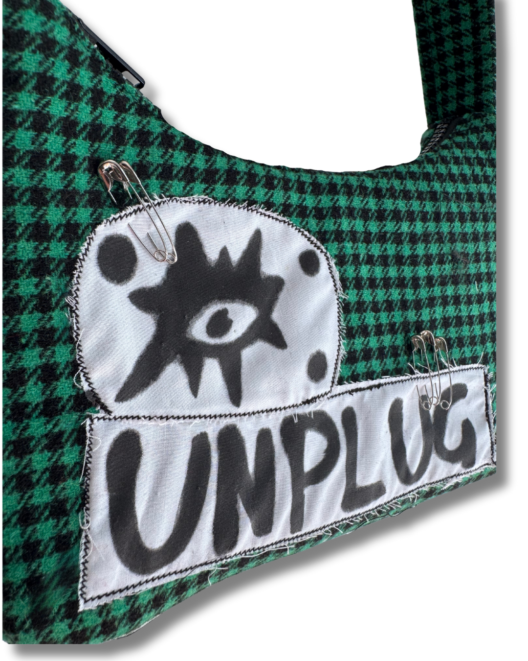 Unplug Green Houndstooth Bag