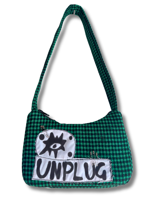 Unplug Green Houndstooth Bag
