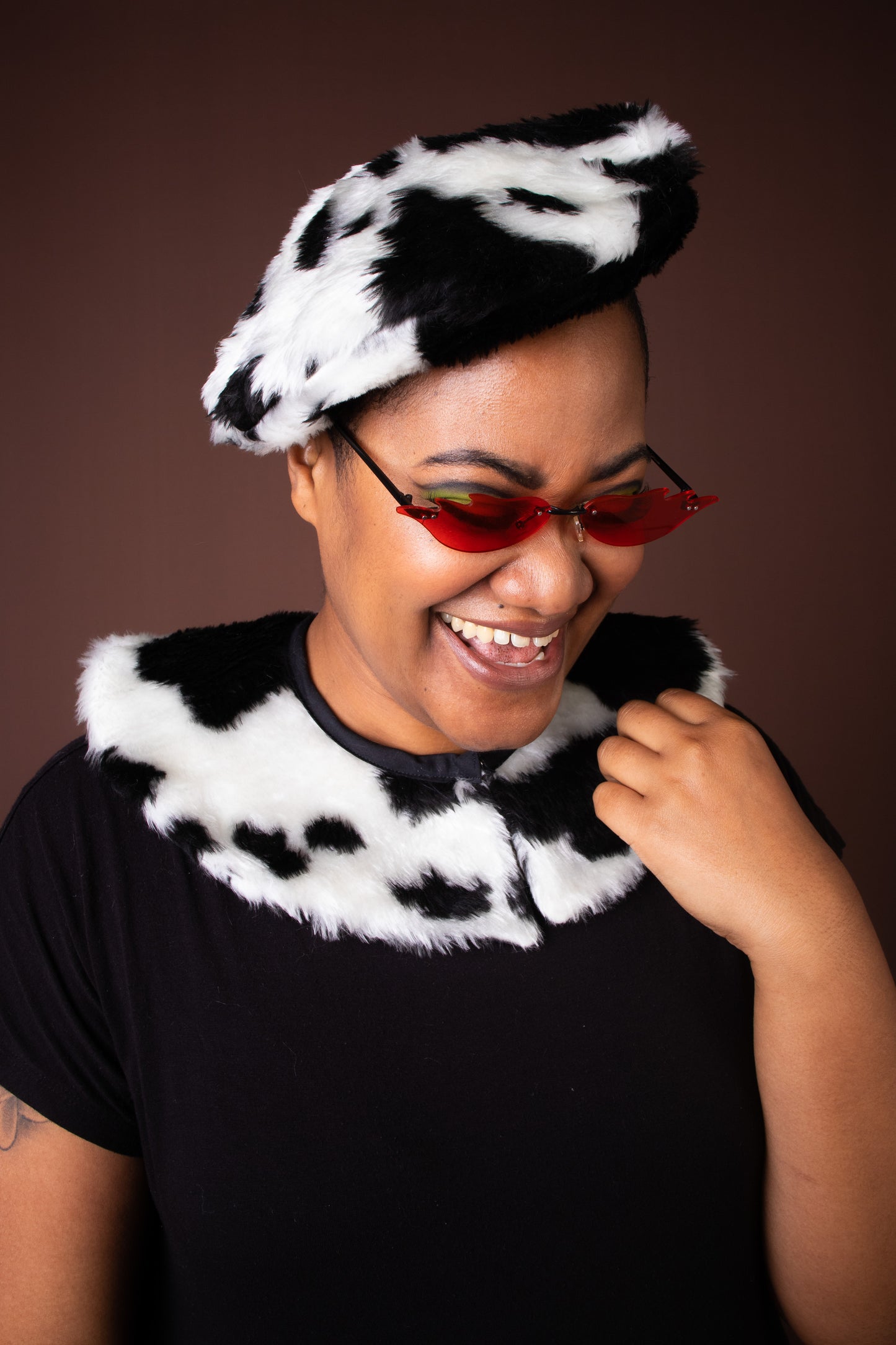 Cow Print Beret